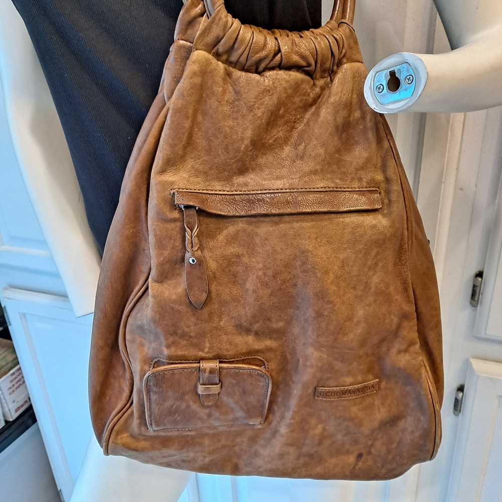 BCBGMaxAzria Tan Leather Backpack